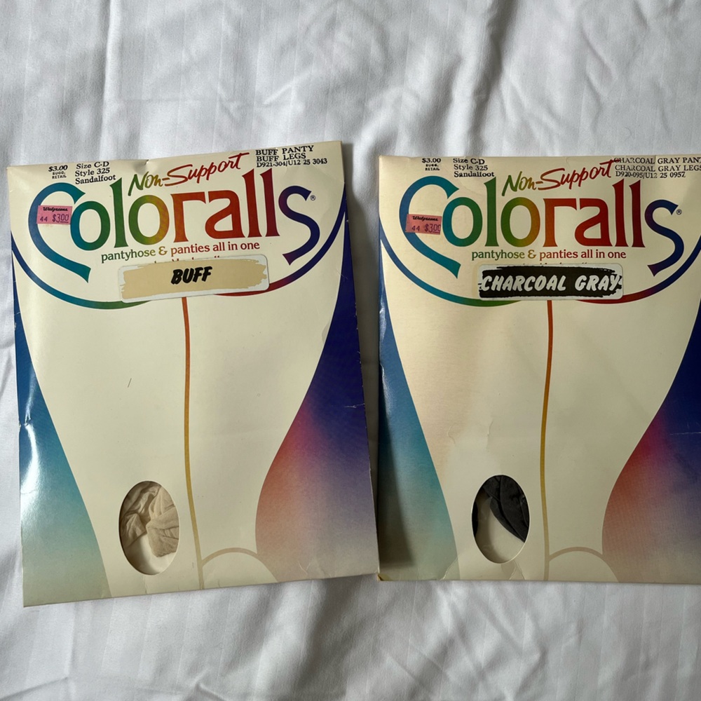 Two Pairs Vintage Coloralls Pantyhose Tights